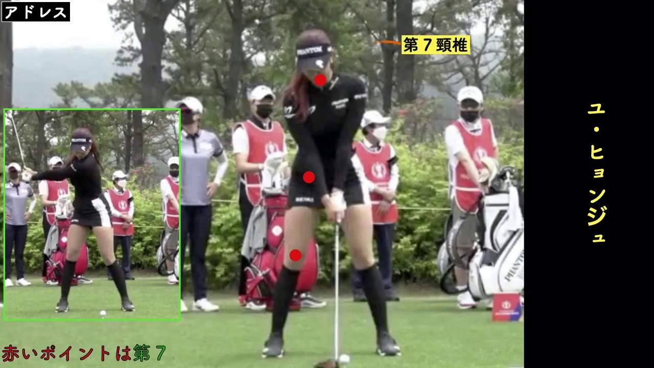 ユ・ヒョンジュのスイングを骨関節で解析