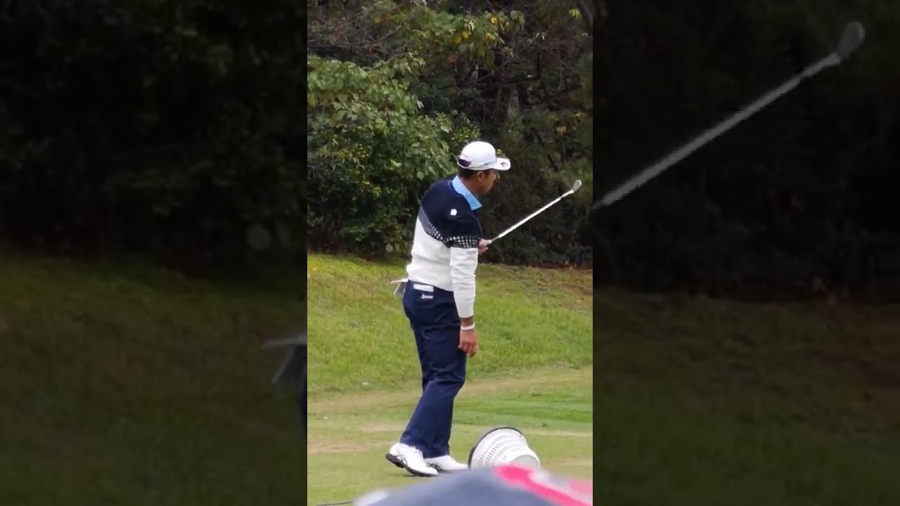 松山英樹 選手の片手ウォームアップ。ダンロップフェニックスにて。