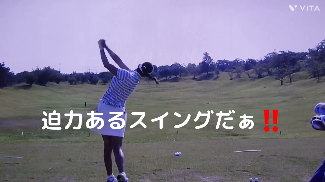 原 英莉花プロ💕ラウンド前の練習の風景👍綺麗な汗かいてるねぇ🎵