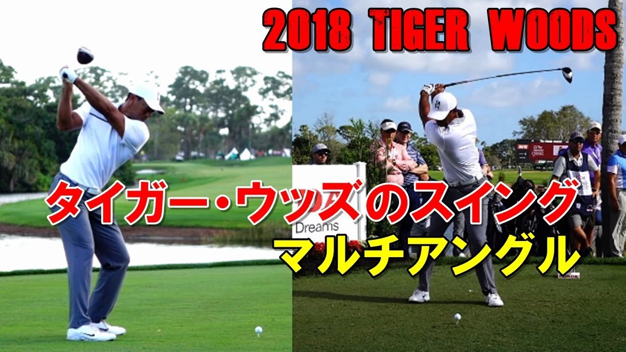 【完全復活したタイガーウッズのスイング】ドライバー スロー 分析しやすい正面と後方から同時再生！