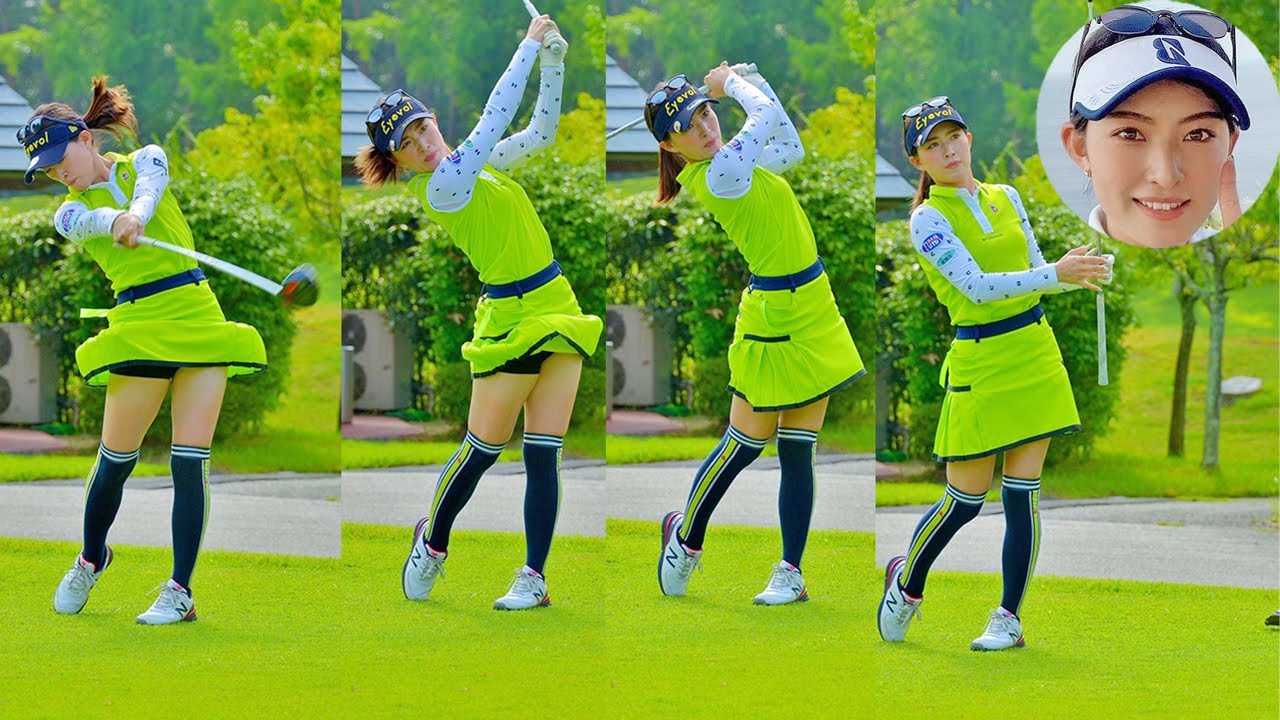 植手桃子 プロゴルファー ドライバーショットDRIVER SHOT SLOW MOTION !!!  모모코 우에테 프로  드라이버샷