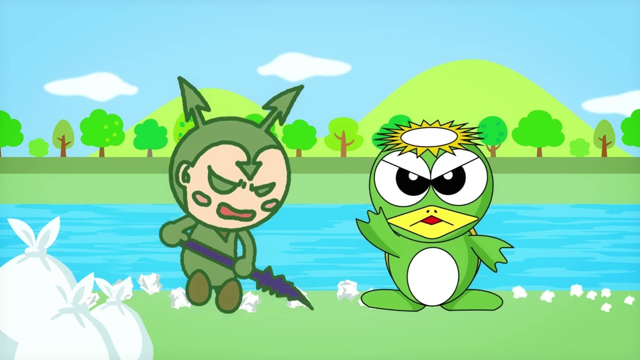 【大和川ゴミ減－第１話】ポイポイデビル登場！！「ゴミは捨てちゃダメ！」　ゴミをなくしてキレイな大和川へver.2022（大和川河川事務所）