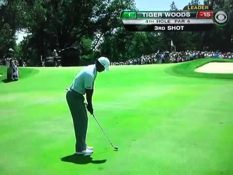 タイガーウッズ　スピンをかけてピン側にピタッと寄せる