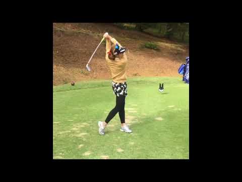 【ティーが後ろに飛んでます】木戸愛（Megumi Kido）アイアンスイング　スローモーションあり