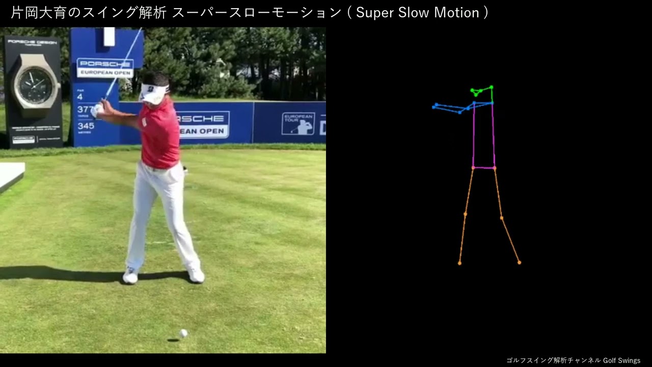 【ゴルフ】片岡大育のスイング解析 スローモーション 2018年【正面】