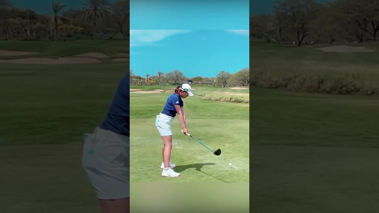 美女ゴルフ選手「渋野日向子」幻想的なスイングモーション, Power hitter "Hinako Shibuno" Powerful swing motion