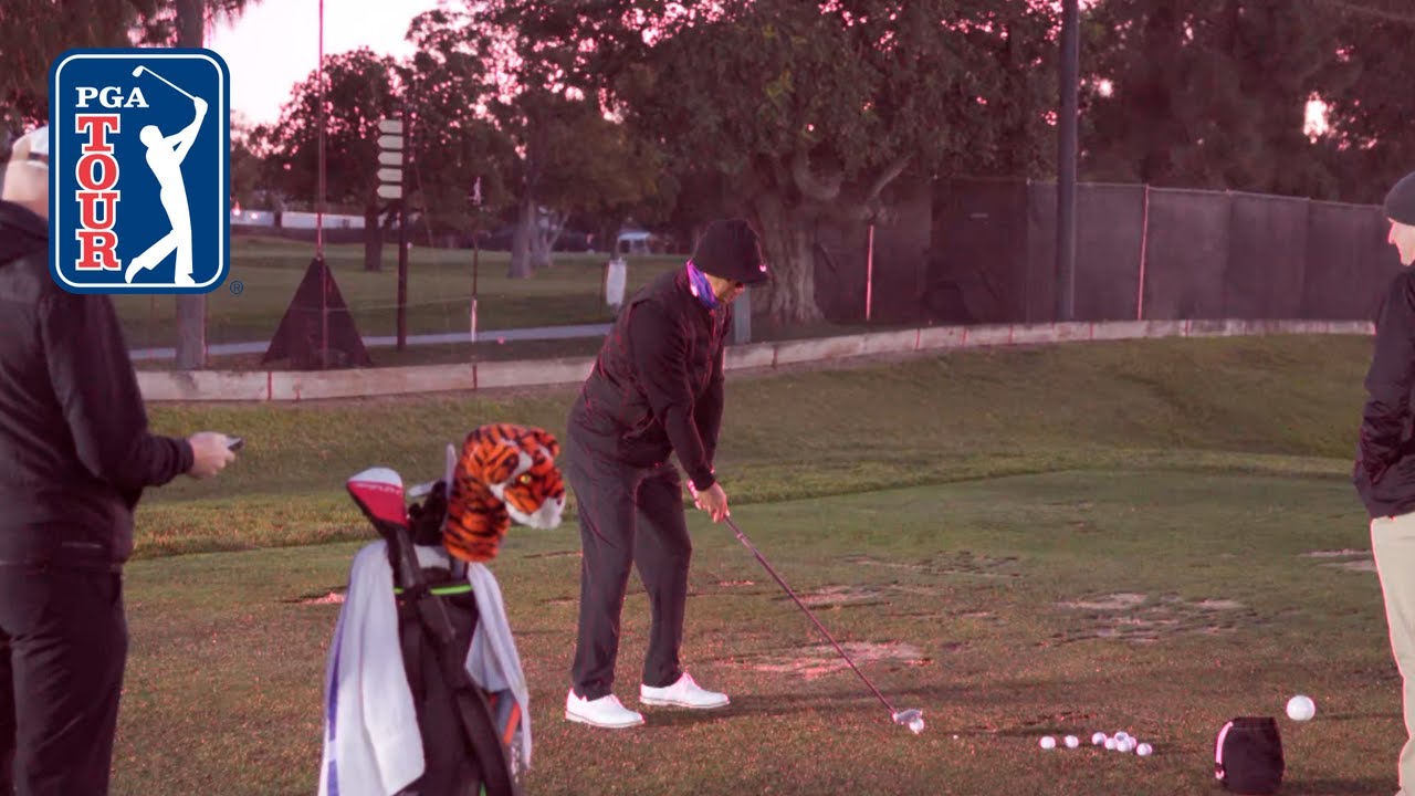 Tiger Woods’ early morning range session at The Genesis Invitational