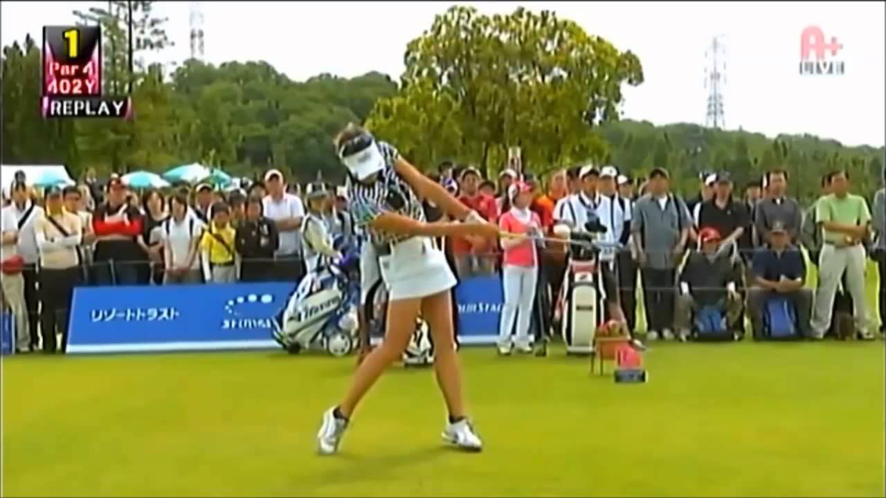 ゴルフ 女子 木戸愛 完璧なスイング　スローモーション！