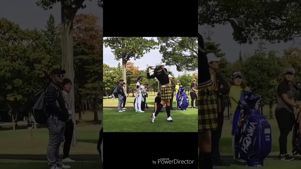 体の正面でとらえる 辻梨恵プロ ドライバー正面 スロー 繰り返し