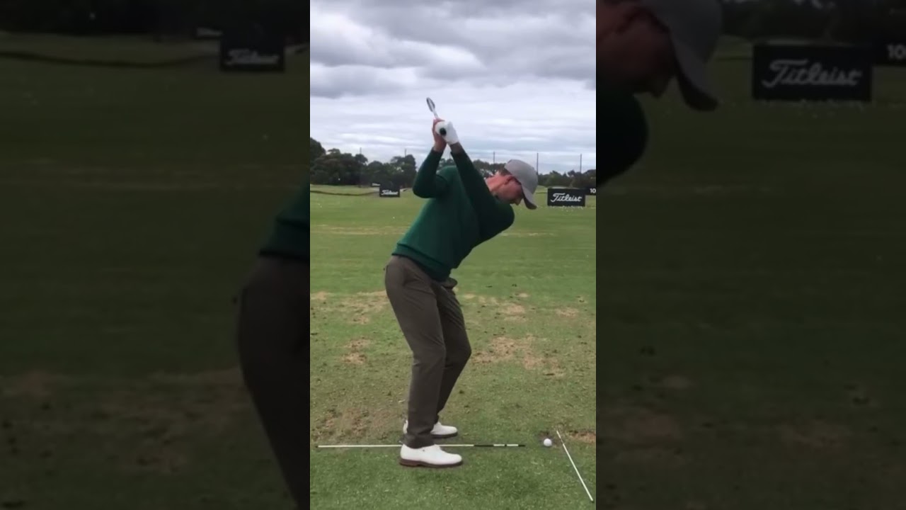 Adam Scott warm up at the Australian Open. Pure iron #golfswing