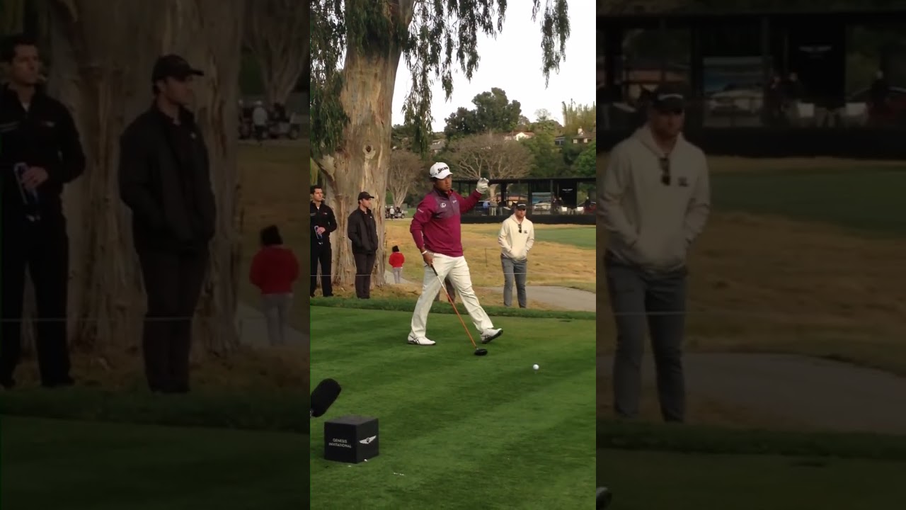 Rare!  A close-up shot of Justin Rose and Hideki Matsuyama! 近距離から見るジャスティンローズと松山英樹のティーショット！