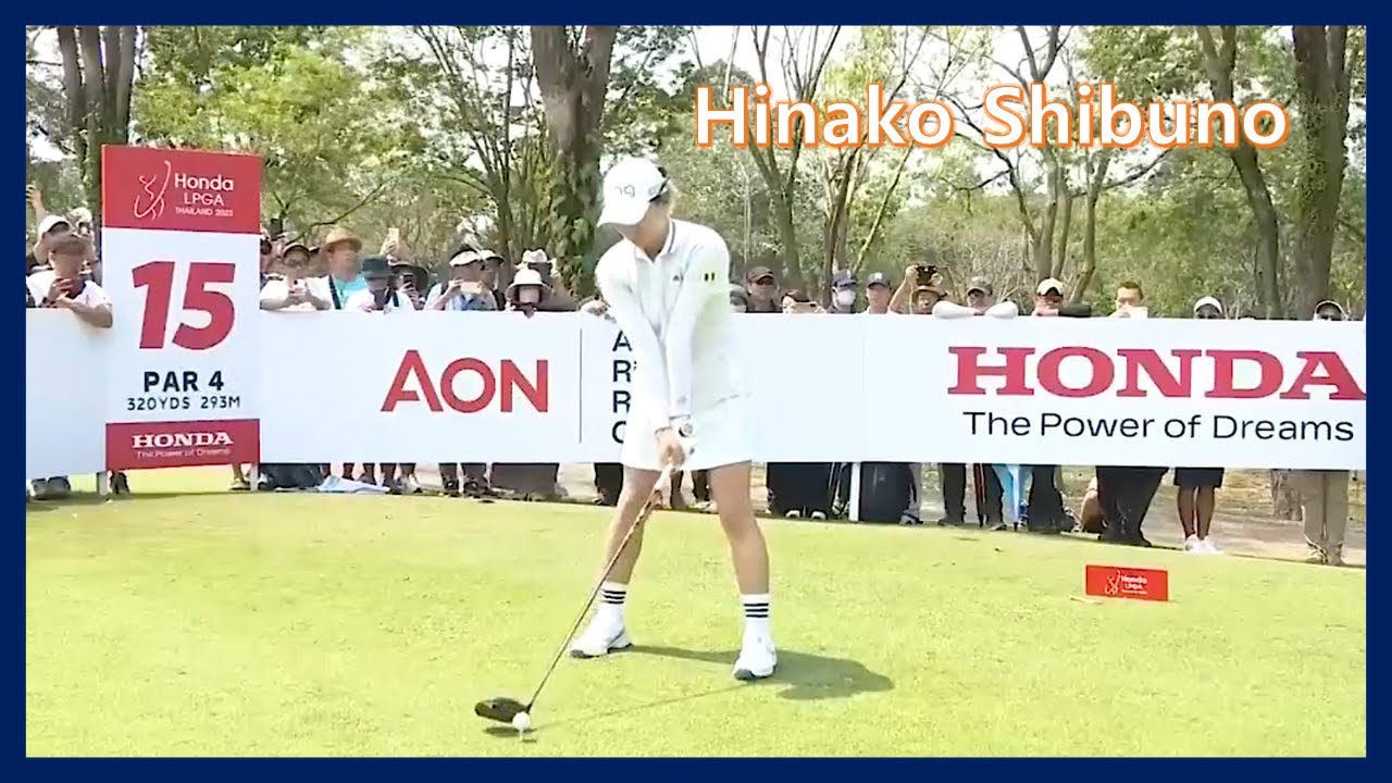 美女ゴルファー "渋野日向子" ドライビングレンジウォームアップ, Power Hitter "Hinako Shibuno" Powerful swing motion & Slow motion