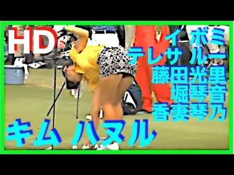 女子ゴルファーの後から見たBeauty body