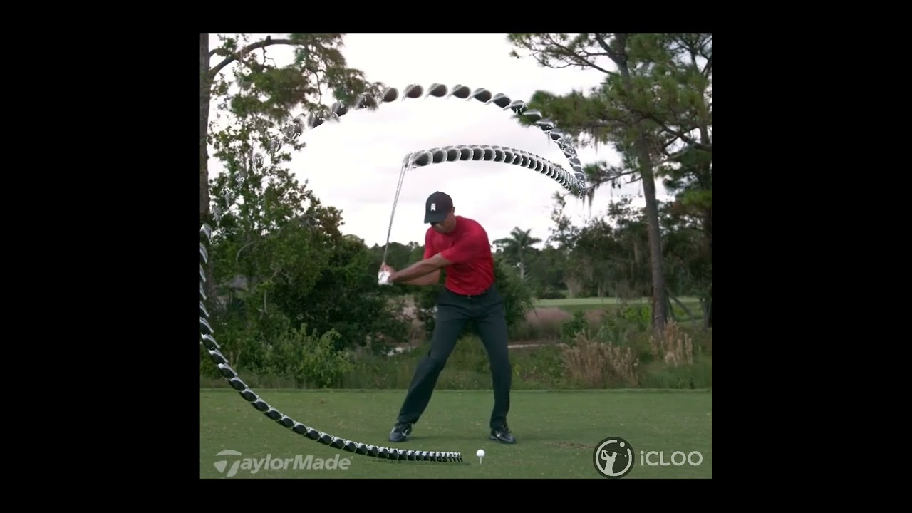 タイガーウッズドライバーヘッド軌道 (チャンネル登録してヘッド軌道映像お見逃しないで）