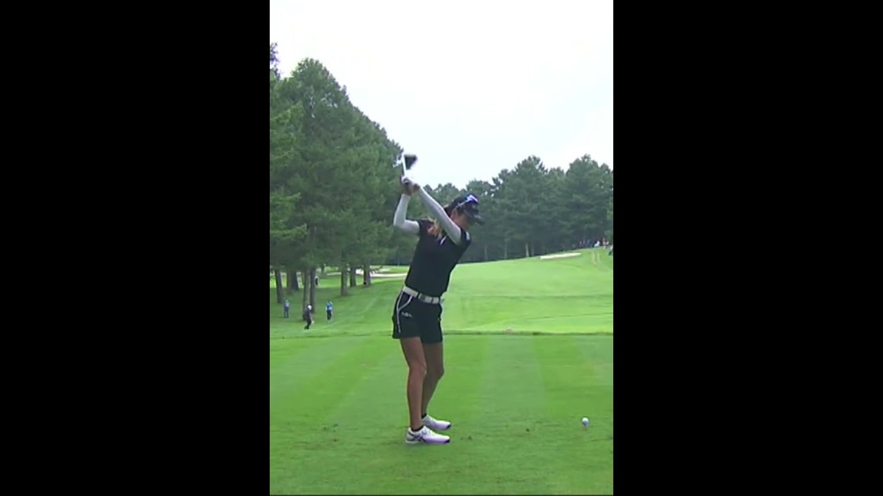 【安田祐香 身体とグリップの距離をとるタイプ】ゴルフ　スイング　ゴルフスイング　初心者　スロー　ドライバー　アイアン　女子プロ　MCS　2023.04 #shorts