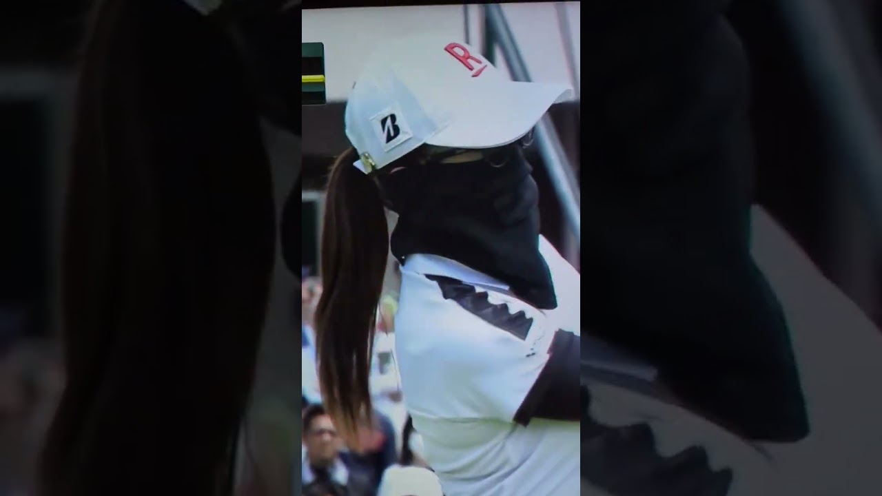 【黒マスク】稲見萌寧  仮面装着して登場 #shorts #稲見萌寧