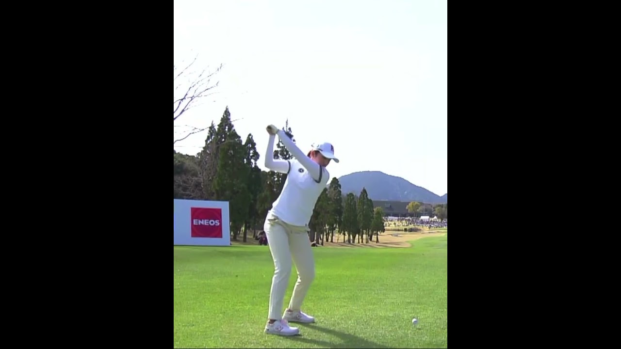 【稲見萌寧　とにかく曲がらないドライバーショット】ゴルフ　スイング　ゴルフスイング　初心者　スロー　スローモーション　ドライバー　女子プロ　MCS　2023.05 #shorts