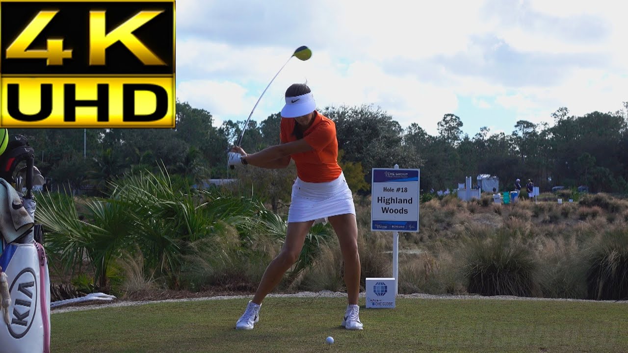 MICHELLE WIE 4K UHD - FACE ON SLOW MOTION & REGULAR DRIVER GOLF SWING