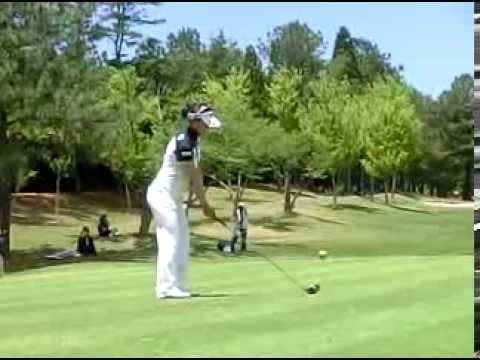 森田　理香子プロ　スイング　ドライバーショット　後方　サントリーレディース2013プロアマ