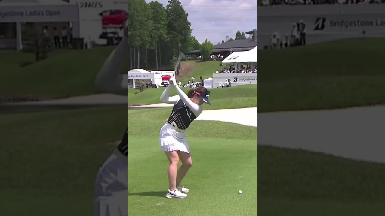 【西村優菜 アイアンショット 風になびく純白のスカート】ゴルフ　スイング　ゴルフスイング　初心者　スロー　スローモーション　ドライバー　女子プロ　MCS　2023.06 #shorts