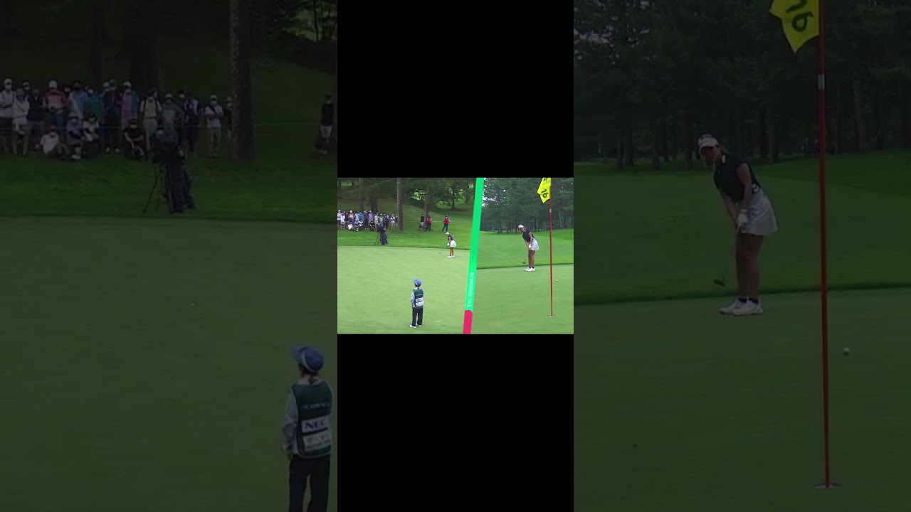 【原英莉花 最後はパックンちょのイーグルパット】ゴルフ　スイング　ゴルフスイング　初心者　スロー　プロ　女子プロ　パター　MCS　2023.05 #shorts