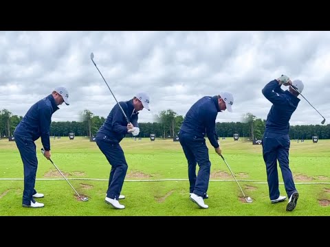 JUSTIN THOMAS GOLF SWINGS 2022 - IRON + DRIVER - DTL & FACE ON - SLOW MOTION