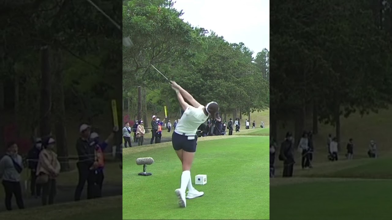 【原英莉花 太ももの動きがよくわかるドライバーショット】ゴルフ　スイング　ゴルフスイング　初心者　スロー　アイアン　プロ　女子プロ　ゴルフ女子　MCS　2023.07 #shorts