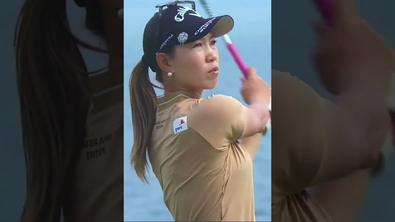 【上田桃子 フィニッシュの後にペロッと　アイアンショット】ゴルフ　スイング　ゴルフスイング　初心者　スロー　ドライバー　プロ　女子プロ　ゴルフ女子　MCS 2023.7 #shorts