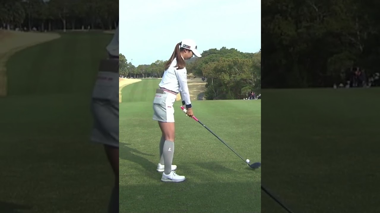 【金澤志奈 人気急上昇！ドライバーショット】ゴルフ　スイング　ゴルフスイング　初心者　スロー　スローモーション　アイアン　プロ　女子プロ　ゴルフ女子　MCS 2023.7 #shorts