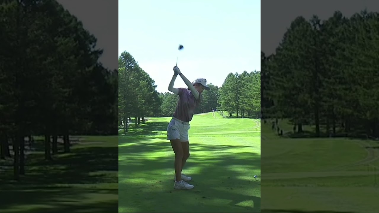 【安田祐香 キリッとドライバーショット】ゴルフ　スイング　ゴルフスイング　初心者　スロー　スローモーション　ドライバー　アイアン　女子プロ　MCS　2023.08 #shorts