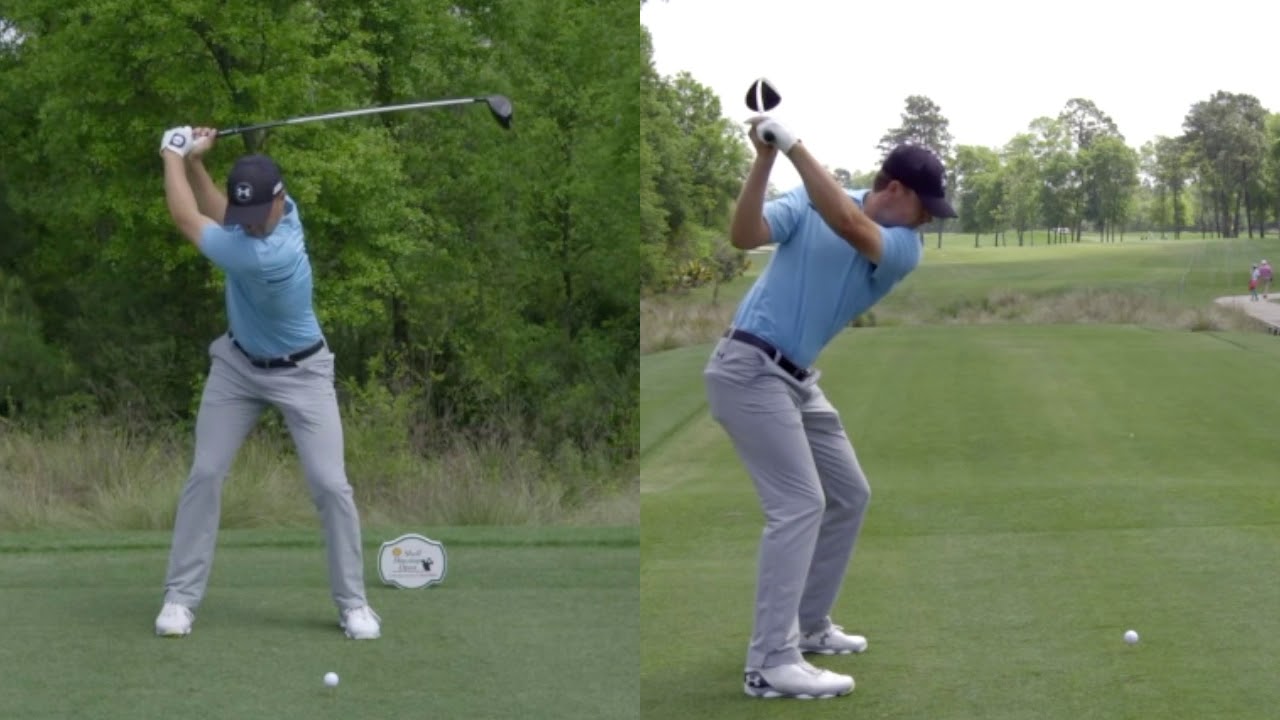 Jordan Spieth Slow Motion Golf Swing (DOWN THE LINE AND FACE ON)