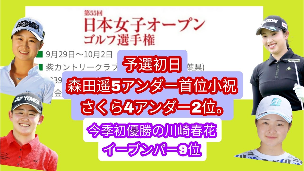 日本女子オープン予選初日。森田遥5アンダー首位。小祝さくら4アンダー2位。2020プロテスト合格岩井明愛4位2アンダー。