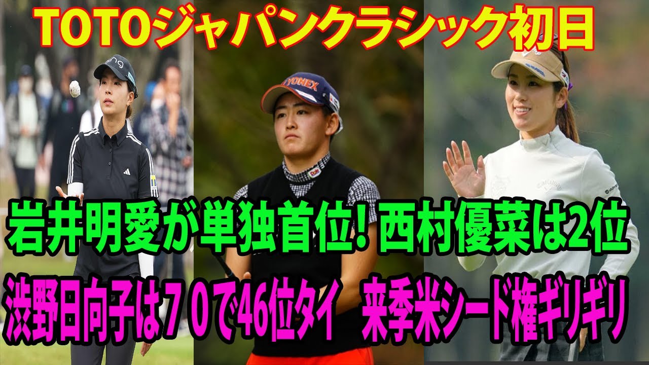 岩井明愛が「63」で単独首位！ 西村優菜はノーボギー「64」で2位   渋野日向子は７０で46位タイ    　来季米シード権ギリギリ | TOTOジャパンクラシック初日