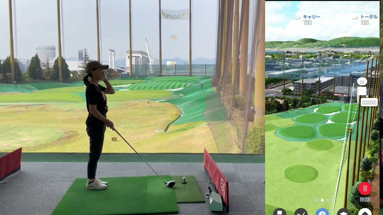 植手桃子プロによるPIGCトラックマンレンジアプリのデモンストレーション(ドライバー)