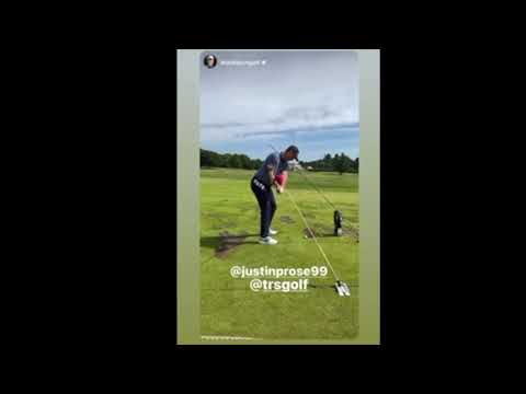 後ろから ジャスティン・ローズ選手 TRS Ball を使用した練習の様子