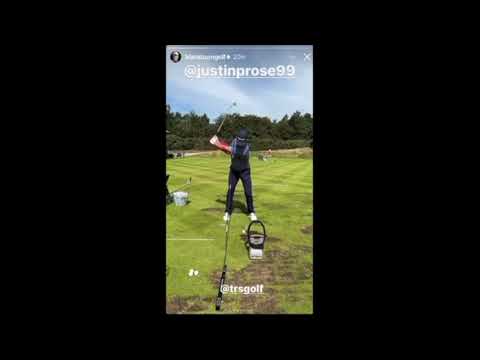 横から ジャスティン・ローズ選手 TRS Ball を使用した練習の様子