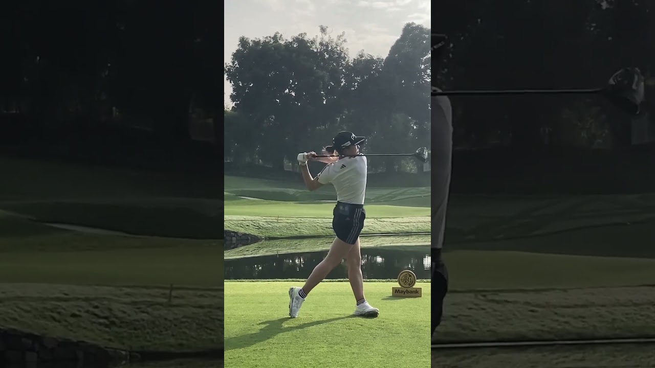 Beauty power hitter _Hinako Shibuno_ Powerful swing motion,美女パワーヒッター「渋野日向子」プレショット～ルーティン2023