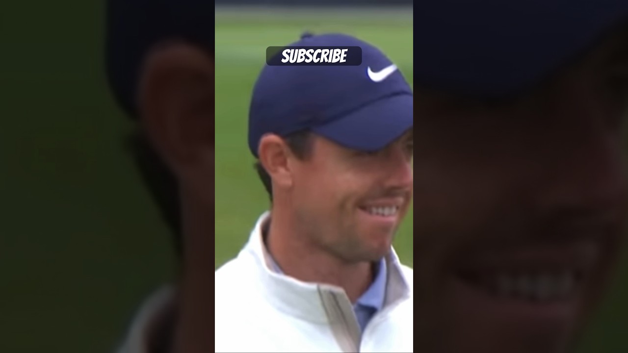 Eagle Putt Giggles from Rory McIlroy #rorymcilroy #tigerwoods #charliewoods #viral #golfvideo