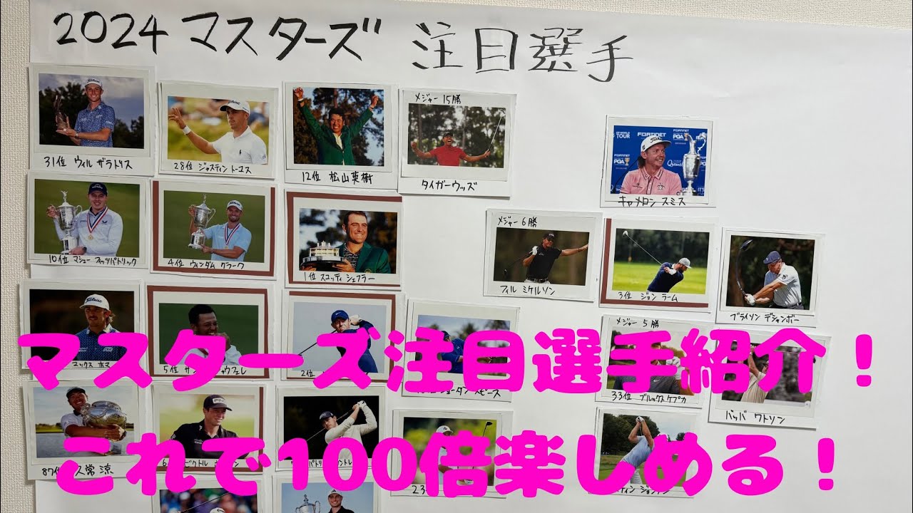 マスターズ観戦を100倍楽しめる動画（2024マスターズ出場注目選手紹介）