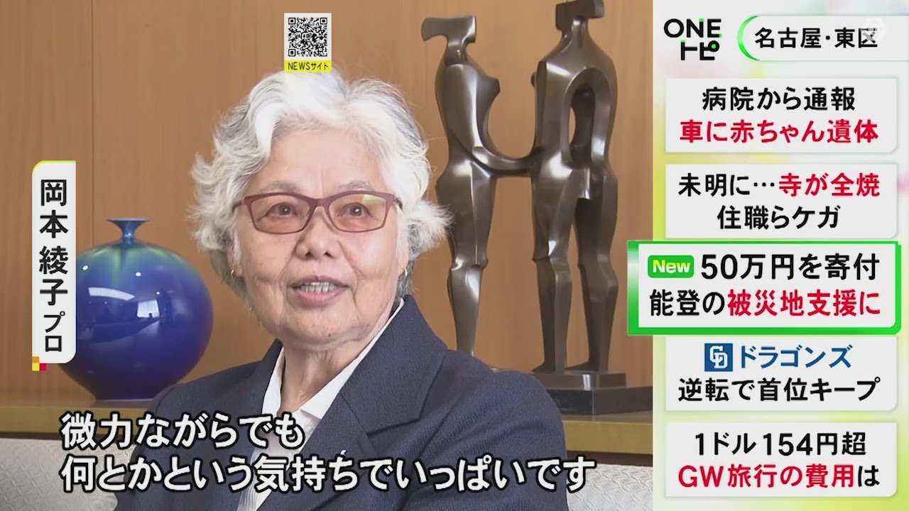 能登半島地震の被災地を支援…プロゴルファーの岡本綾子さんらから寄付金 日本赤十字社を通じて被災地へ