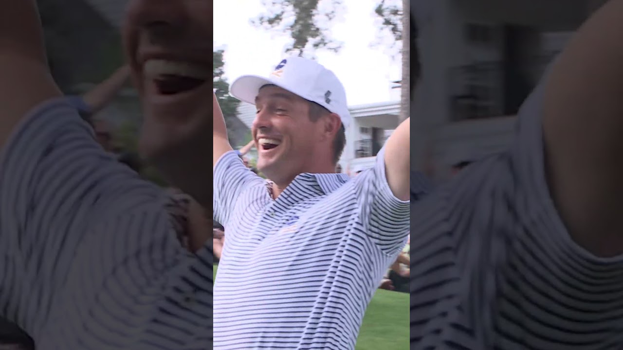 Making par the hard way. Bryson DeChambeau slam dunks his third shot on No. 8. #themasters