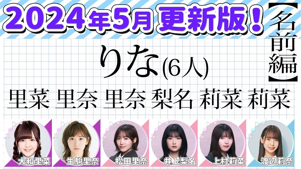 【坂道】更新版！同じ「名前」のメンバー数ランキング！名前編【乃木坂・欅坂・櫻坂・日向坂】(2024/5)
