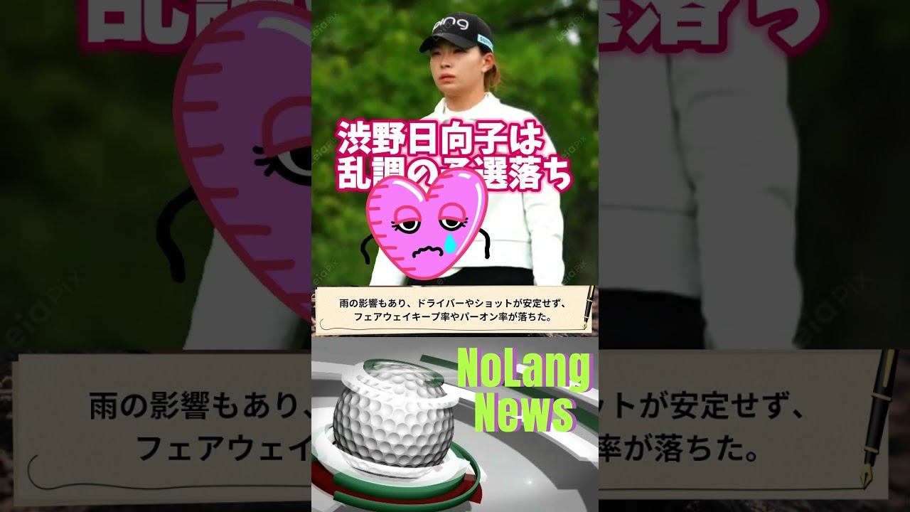 渋野日向子は乱調の予選落ちに「なすすべなし」🔶NoLang News #shorts