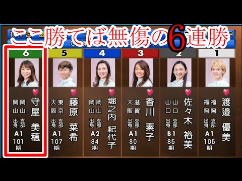 【GⅡレディース競艇】ここ勝てば無傷の6連勝⑥守屋美穂、大注目の大外枠