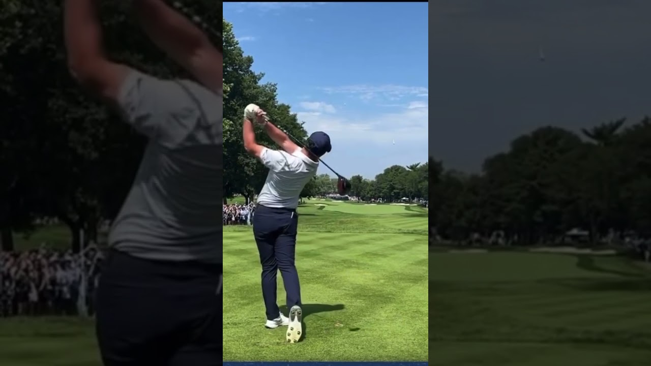 Rory McIlroy driver swing slow motion down the line #rorymcilroy #driver