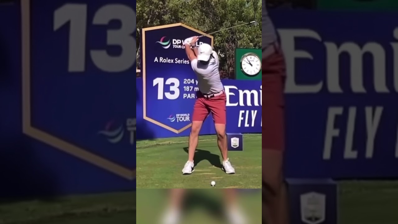 Rory McIlroy iron swing face on in slow motion race to Dubai #rorymcilroy #racetodubai
