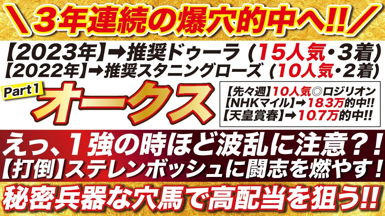 オークス 2024 【予想】３年連続の大穴推奨へ！打倒ステレンボッシュに闘志を燃やす！秘密兵器が今年も登場！
