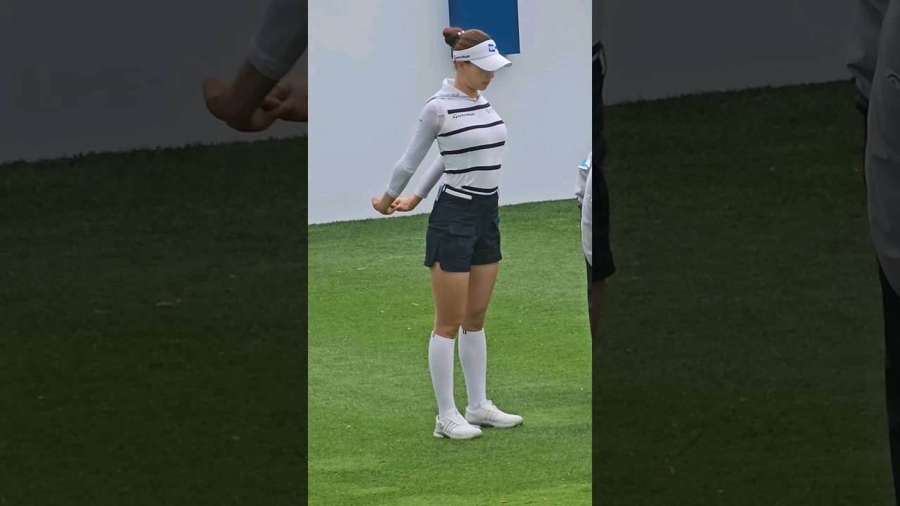 유현주, 티샷 전 독특한 자세의 맨손체조