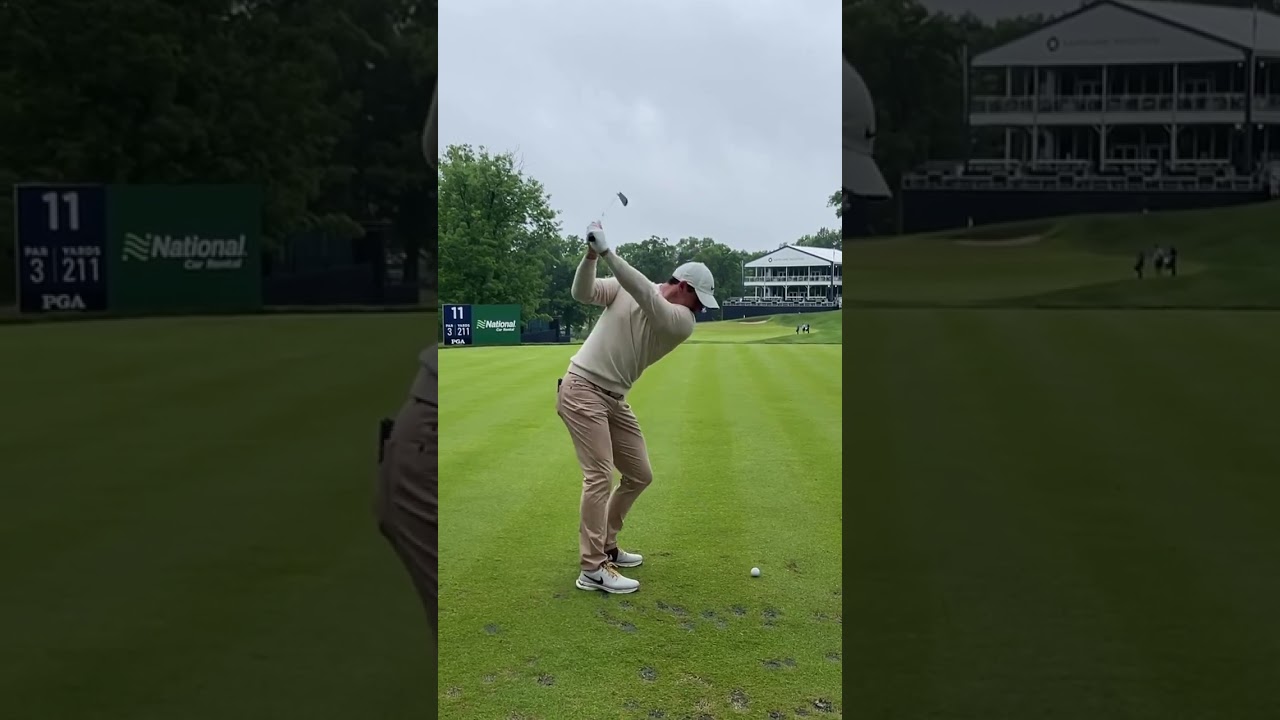 Here was Rory working a draw during his final practice round #golf #short #golfshort