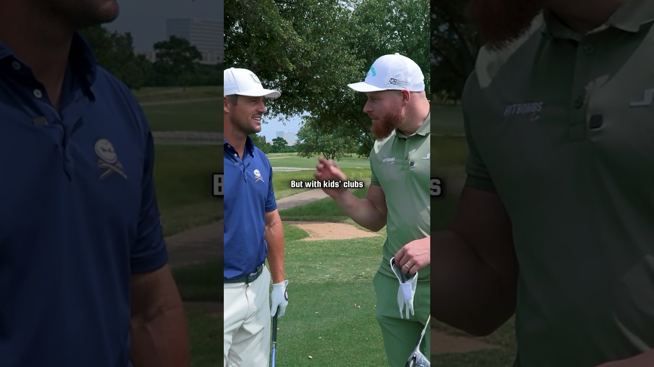 Can @brysondechambeau beat me with kids' clubs? The first hole of our match… #golf